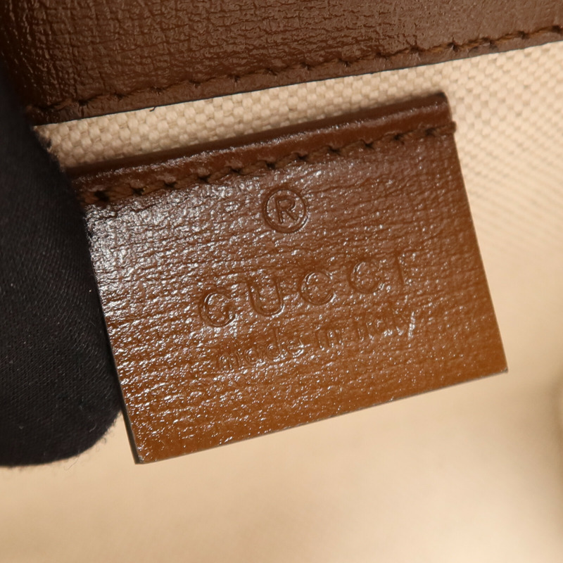 GUCCI 塗層帆布Horsebit 1955金扣肩背袋-5