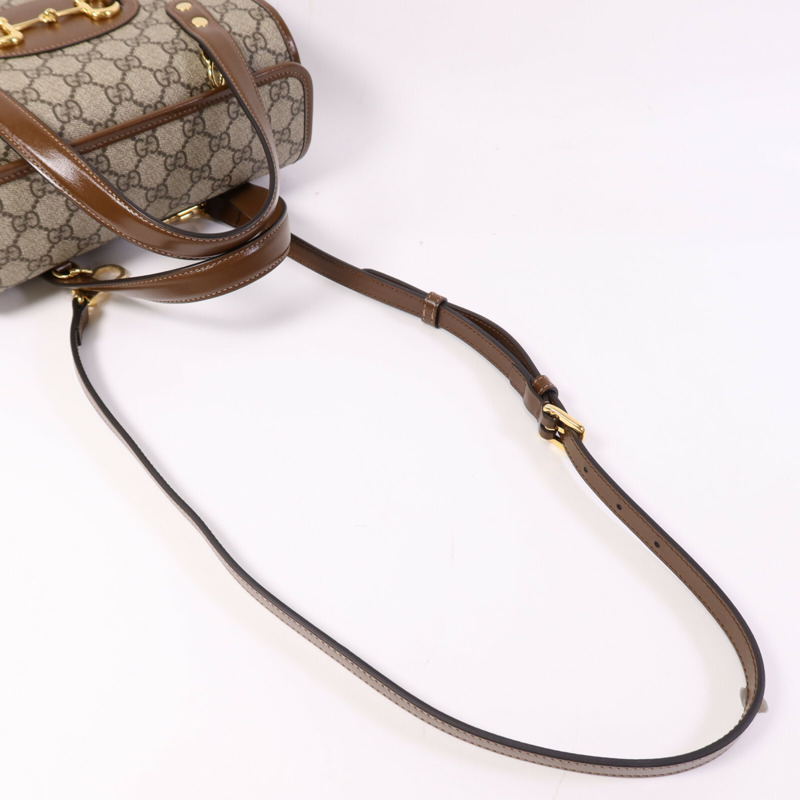 GUCCI 塗層帆布Horsebit 1955金扣肩背袋-8