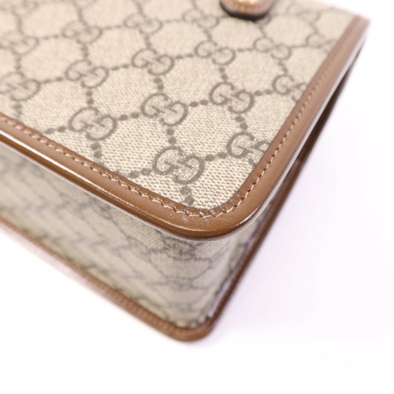 GUCCI 塗層帆布Horsebit 1955金扣肩背袋-12