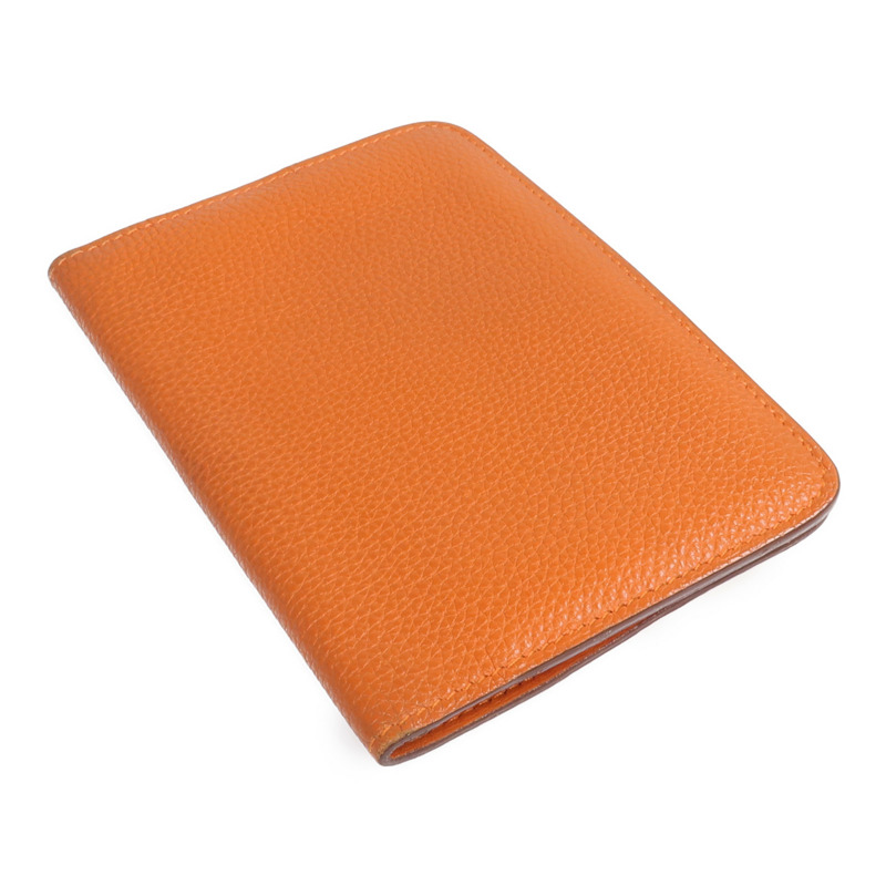 HERMES Togo皮革Dogon Compact銀扣錢包Orange-4
