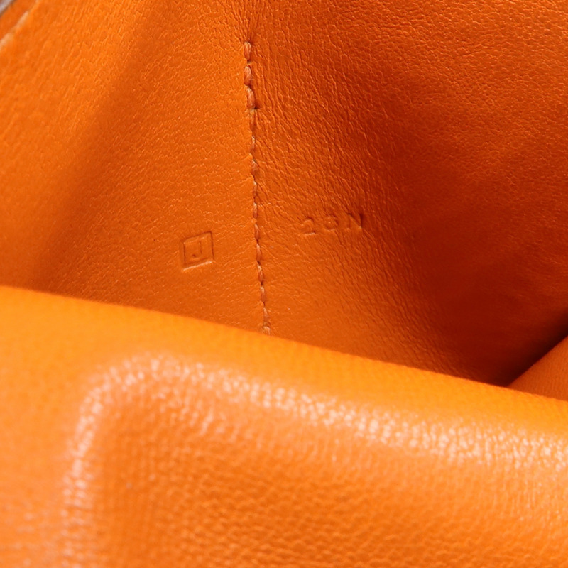 HERMES Togo皮革Dogon Compact銀扣錢包Orange-7