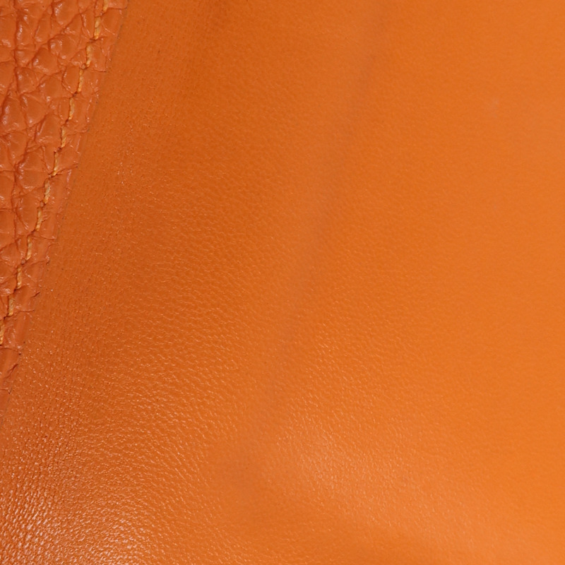 HERMES Togo皮革Dogon Compact銀扣錢包Orange-13