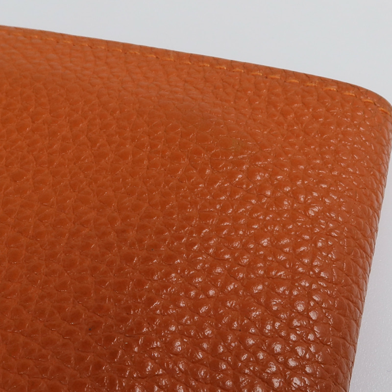 HERMES Togo皮革Dogon Compact銀扣錢包Orange-14