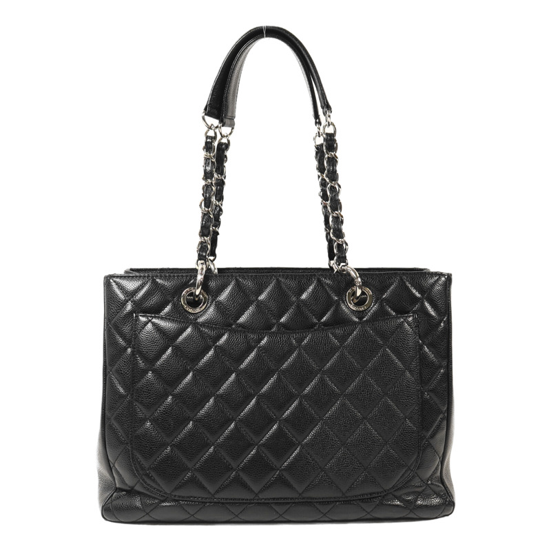 CHANEL 牛皮皮革GST Grand Shopping Tote Bag銀扣鏈帶肩背袋-1