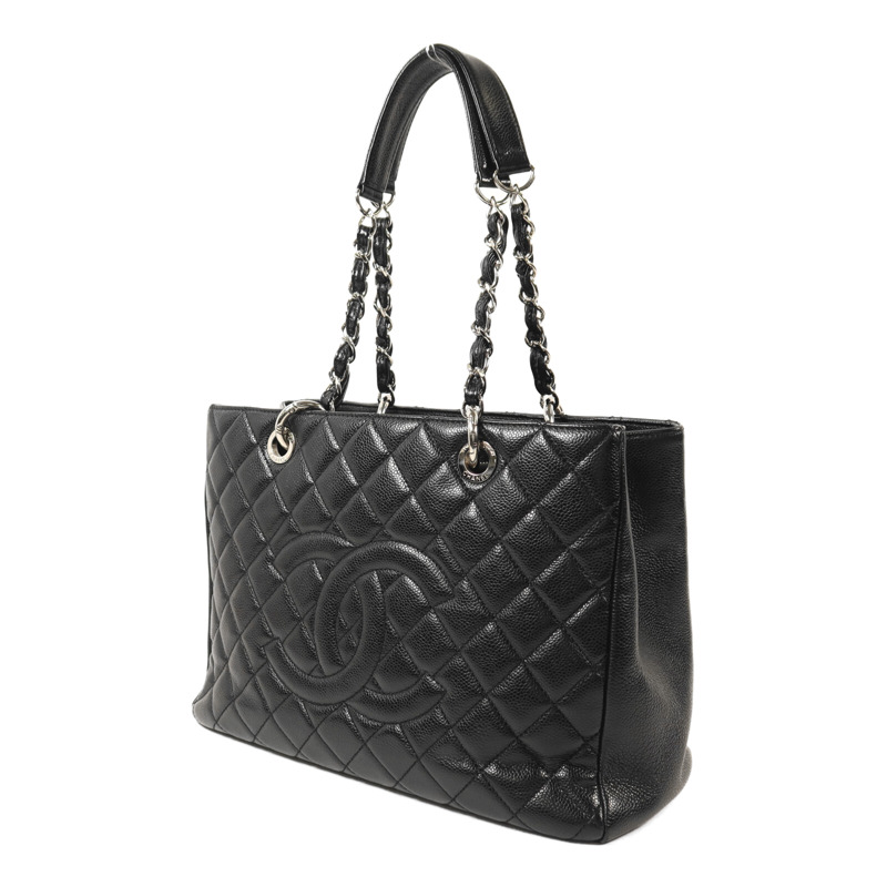CHANEL 牛皮皮革GST Grand Shopping Tote Bag銀扣鏈帶肩背袋-2