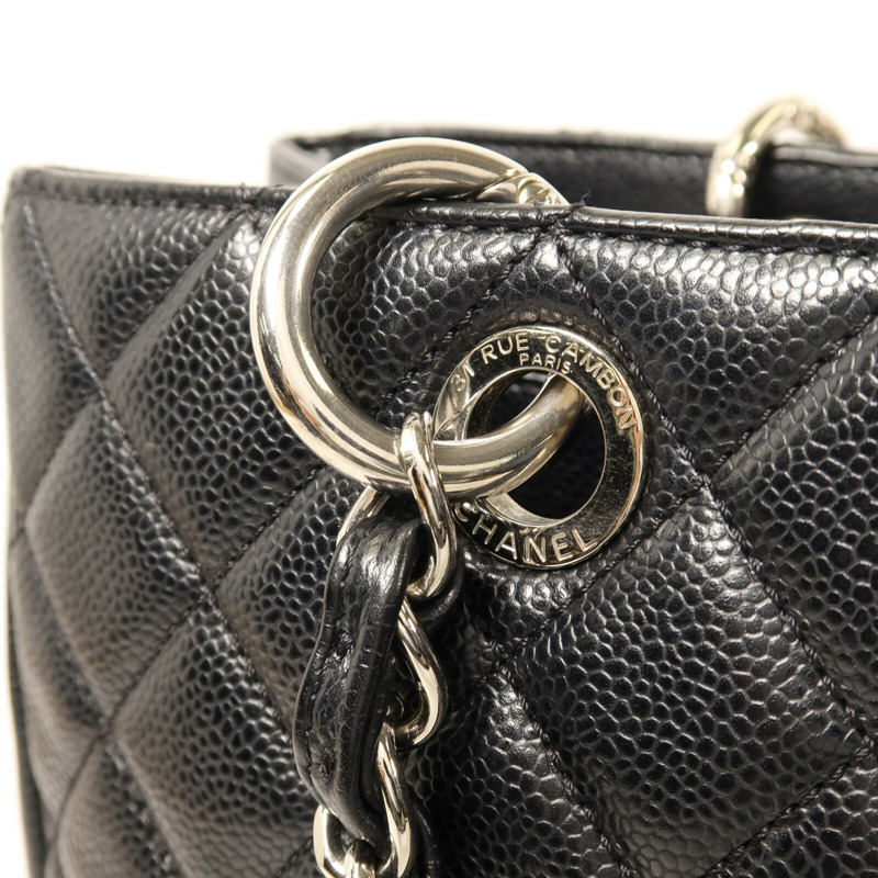 CHANEL 牛皮皮革GST Grand Shopping Tote Bag銀扣鏈帶肩背袋-11