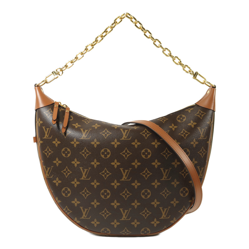 LOUIS VUITTON Monogram Reverse Loop Hobo金扣手挽肩背兩用袋棕色-0