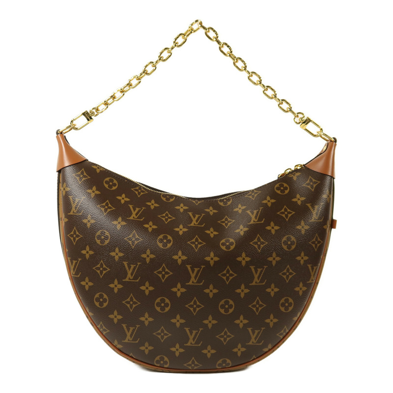 LOUIS VUITTON Monogram Reverse Loop Hobo金扣手挽肩背兩用袋棕色-1