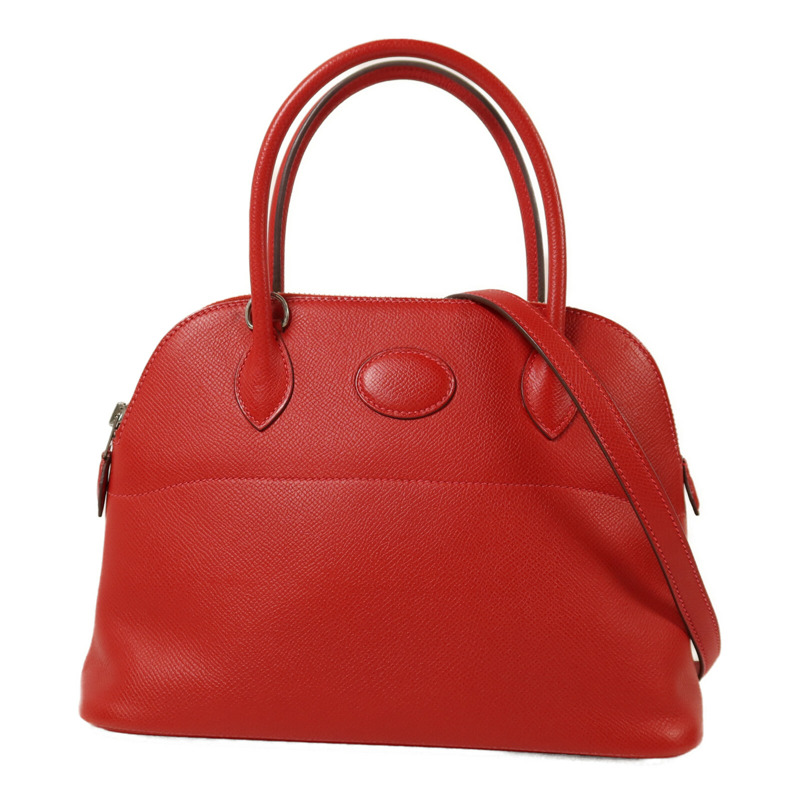 HERMES Epsom皮革Bolide 27銀扣手挽肩背兩用袋Rouge Casaque-0