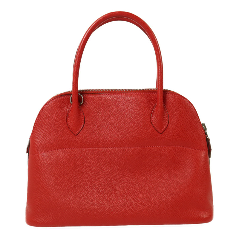 HERMES Epsom皮革Bolide 27銀扣手挽肩背兩用袋Rouge Casaque-1