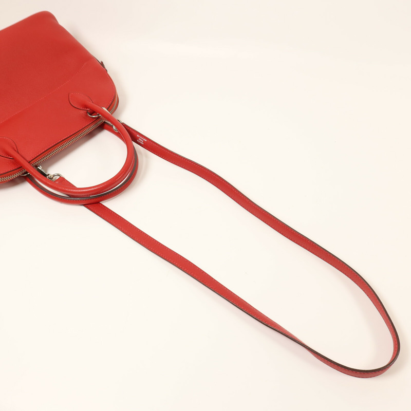 HERMES Epsom皮革Bolide 27銀扣手挽肩背兩用袋Rouge Casaque-8