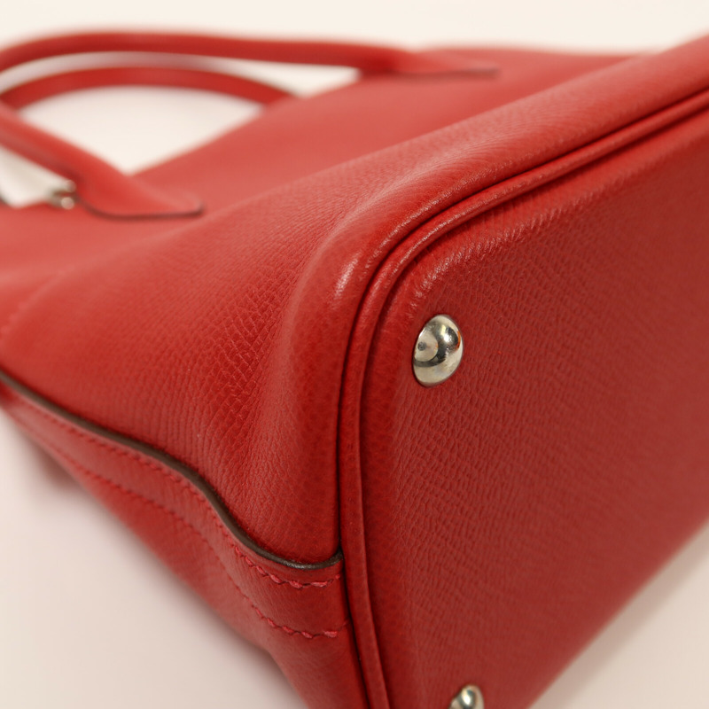 HERMES Epsom皮革Bolide 27銀扣手挽肩背兩用袋Rouge Casaque-12