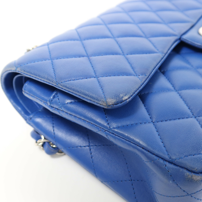 CHANEL 羊皮皮革Classic 25銀扣鏈帶肩背袋-14