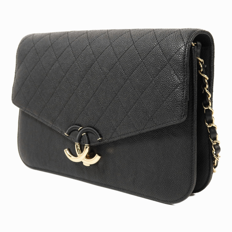 CHANEL 牛皮皮革Chain Shoulder金扣鏈帶肩背袋-2