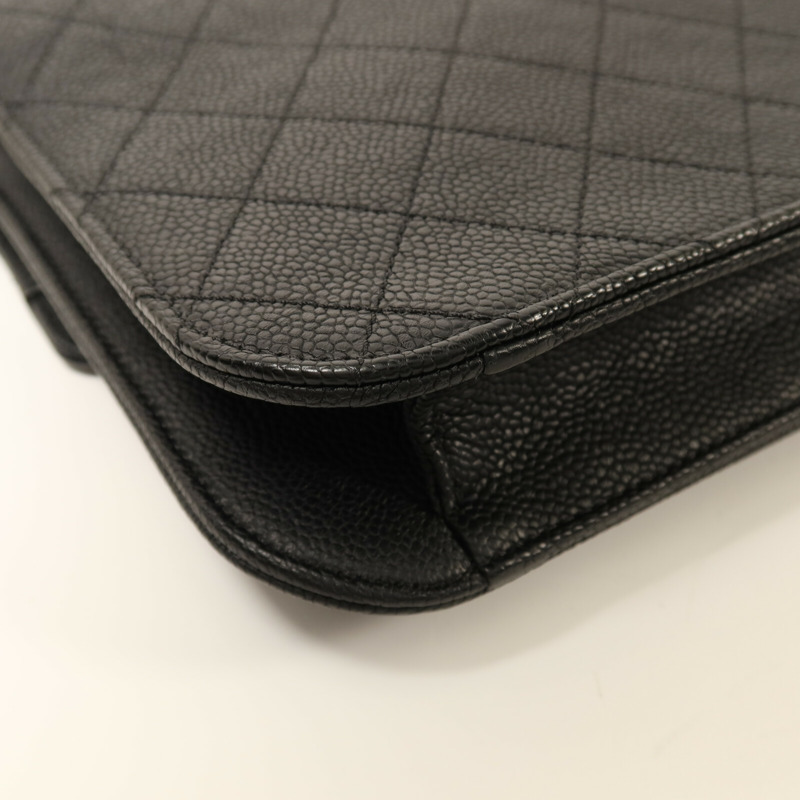 CHANEL 牛皮皮革Chain Shoulder金扣鏈帶肩背袋-12