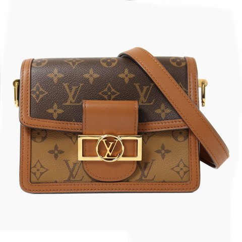 LOUIS VUITTON Monogram Reverse Mini Dauphine金扣肩背袋