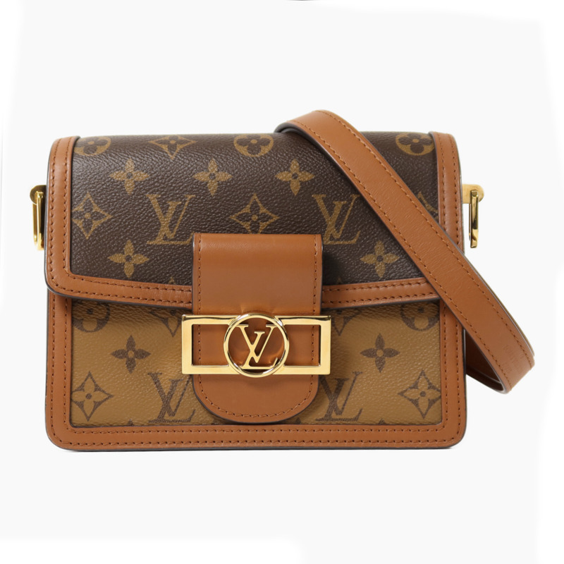 LOUIS VUITTON Monogram Reverse Mini Dauphine金扣肩背袋-0