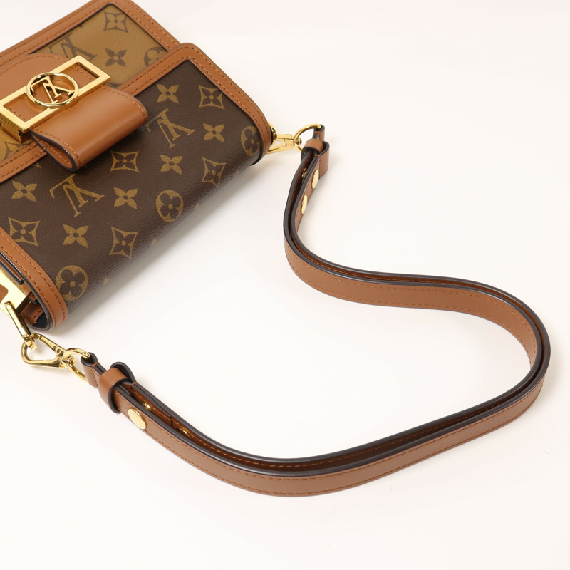 LOUIS VUITTON Monogram Reverse Mini Dauphine金扣肩背袋-7