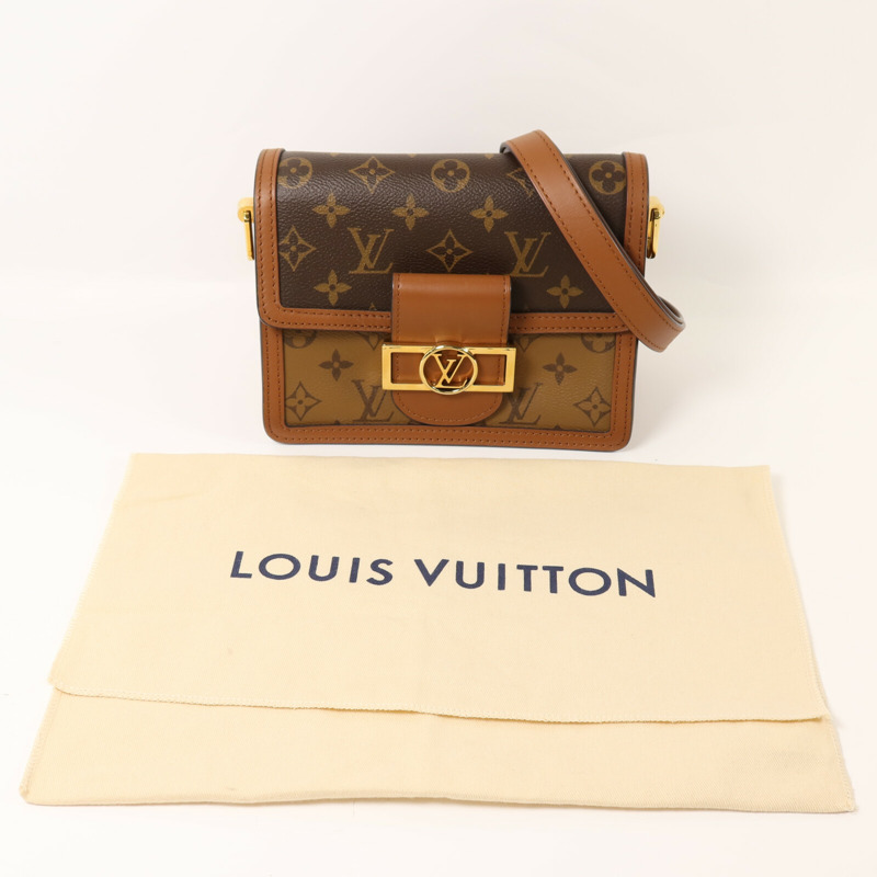 LOUIS VUITTON Monogram Reverse Mini Dauphine金扣肩背袋-8