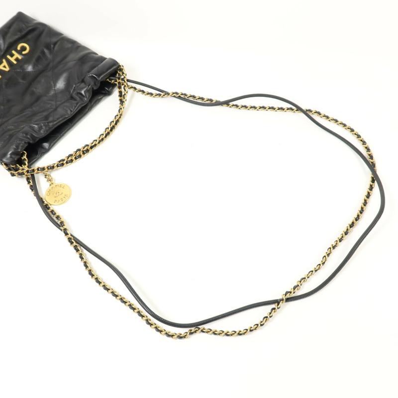 CHANEL 牛皮皮革Chanel 22 Mini金扣鏈帶肩背袋-7