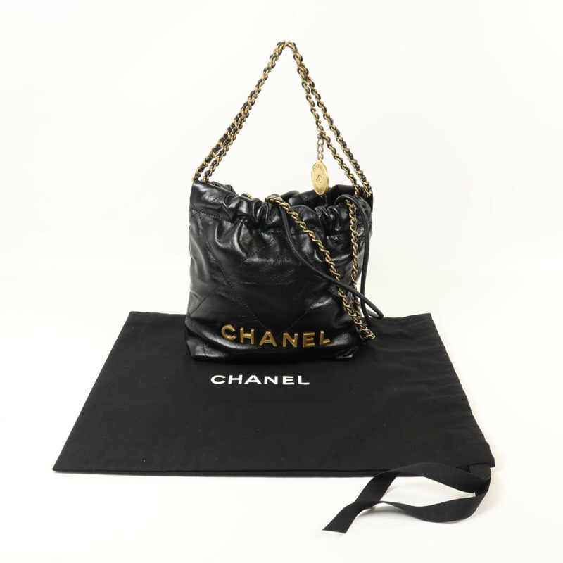 CHANEL 牛皮皮革Chanel 22 Mini金扣鏈帶肩背袋-8