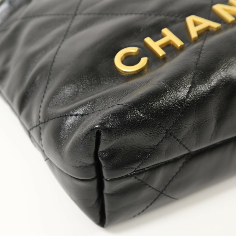 CHANEL 牛皮皮革Chanel 22 Mini金扣鏈帶肩背袋-9