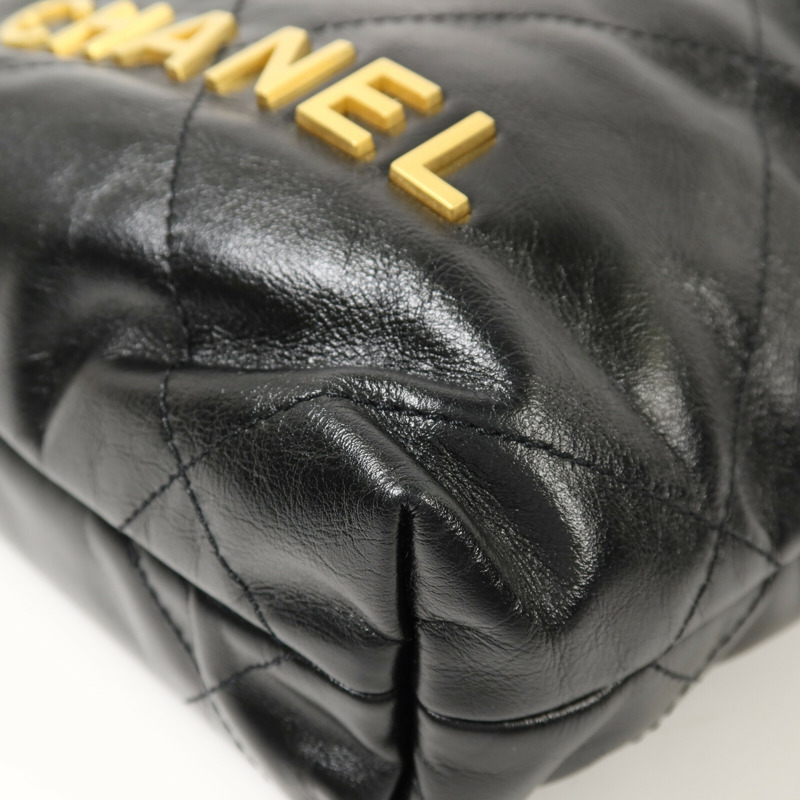 CHANEL 牛皮皮革Chanel 22 Mini金扣鏈帶肩背袋-10