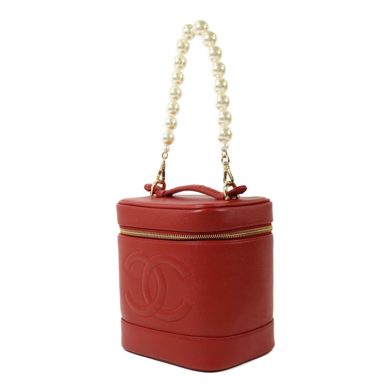 CHANEL 牛皮皮革Vanity Bag金扣鏈帶手挽肩背兩用袋-2