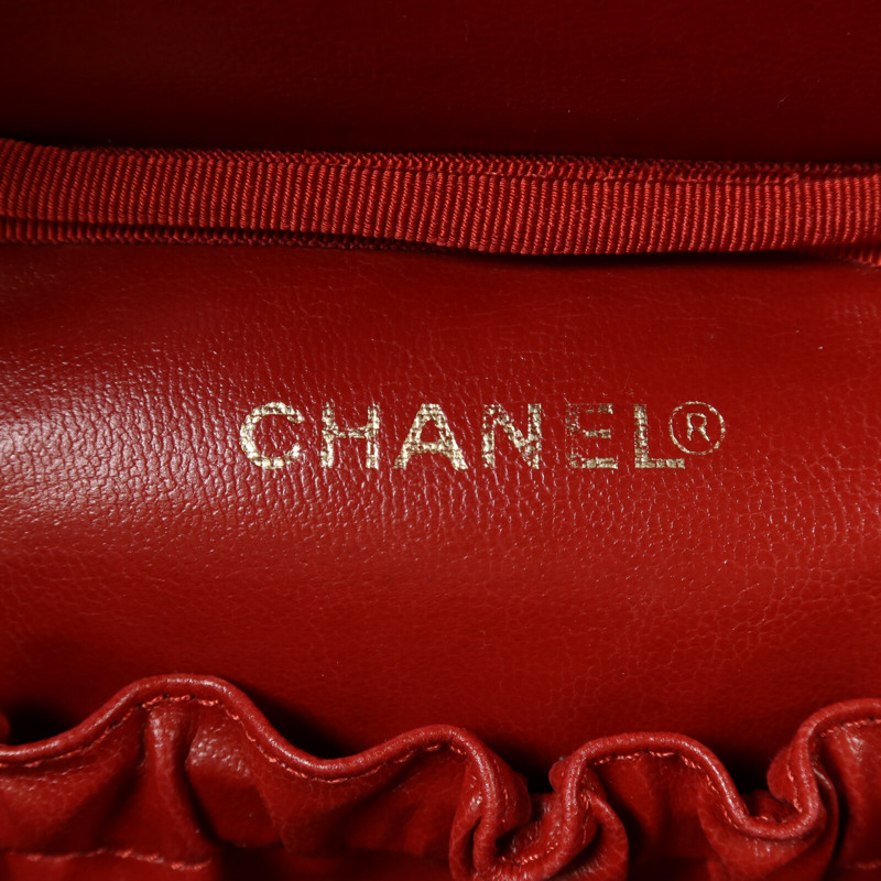 CHANEL 牛皮皮革Vanity Bag金扣鏈帶手挽肩背兩用袋-5
