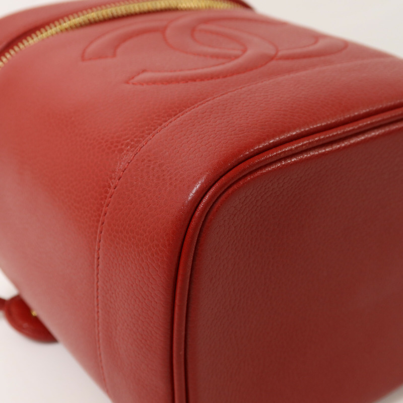 CHANEL 牛皮皮革Vanity Bag金扣鏈帶手挽肩背兩用袋-10