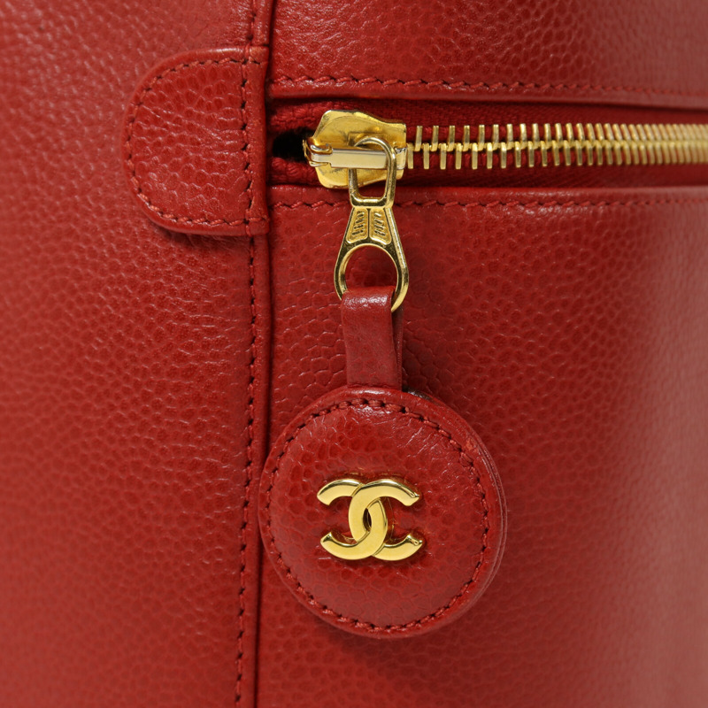 CHANEL 牛皮皮革Vanity Bag金扣鏈帶手挽肩背兩用袋-14
