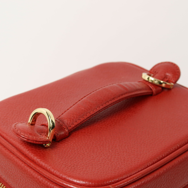 CHANEL 牛皮皮革Vanity Bag金扣鏈帶手挽肩背兩用袋-15