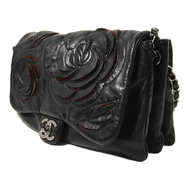 CHANEL 羊皮皮革Chain Shoulder銀扣鏈帶肩背袋-2