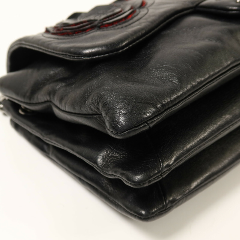 CHANEL 羊皮皮革Chain Shoulder銀扣鏈帶肩背袋-8