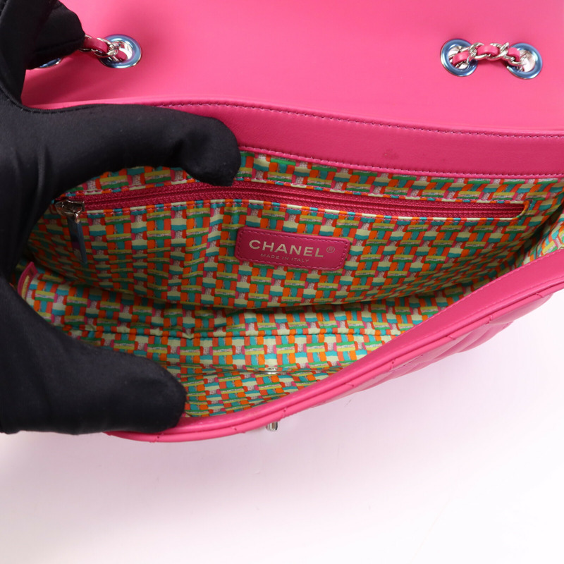 CHANEL 塑料/牛皮皮革Chain Shoulder Bag銀扣鏈帶肩背袋-4