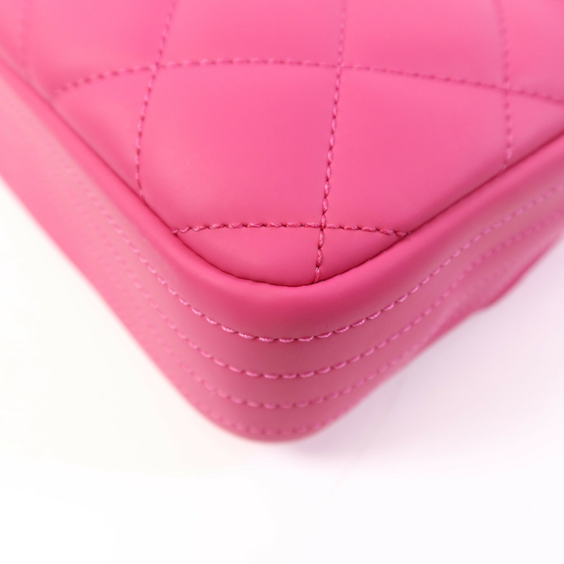 CHANEL 塑料/牛皮皮革Chain Shoulder Bag銀扣鏈帶肩背袋-12