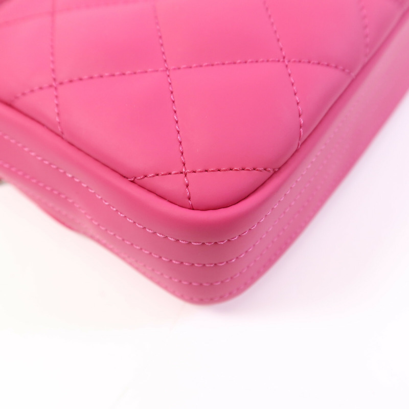 CHANEL 塑料/牛皮皮革Chain Shoulder Bag銀扣鏈帶肩背袋-13