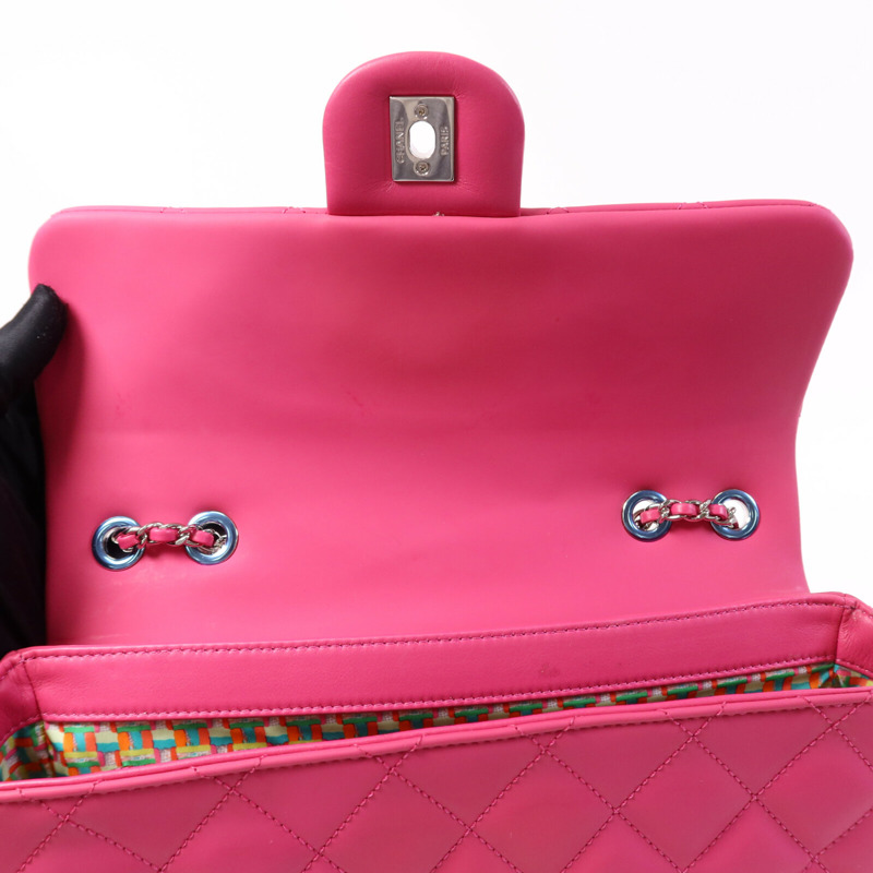 CHANEL 塑料/牛皮皮革Chain Shoulder Bag銀扣鏈帶肩背袋-14