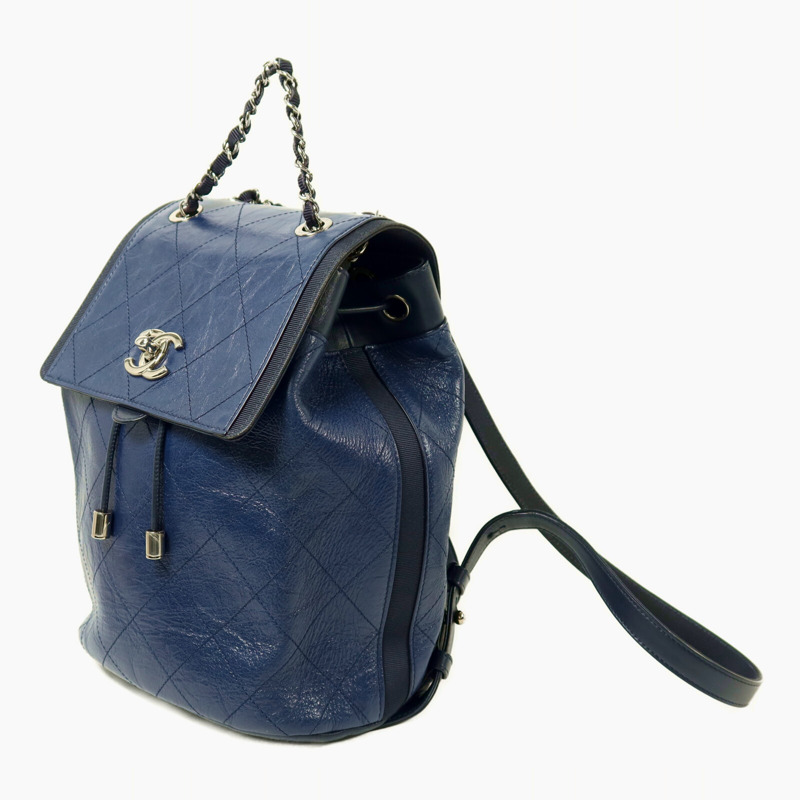 CHANEL 牛皮皮革Backpack銀扣鏈帶背包-2