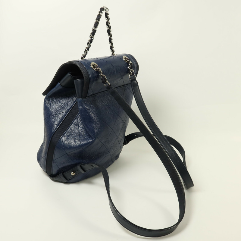 CHANEL 牛皮皮革Backpack銀扣鏈帶背包-7