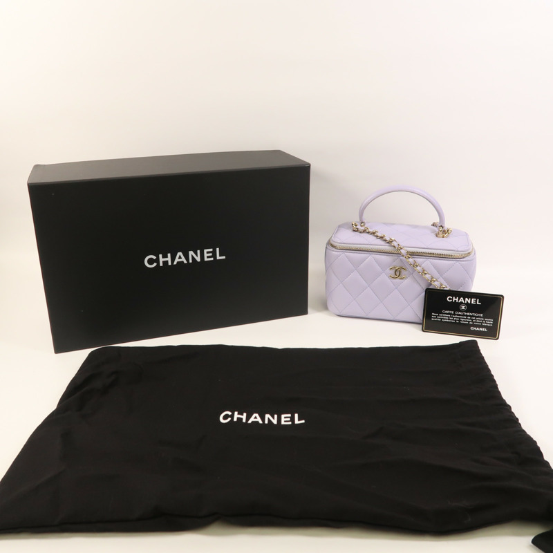 CHANEL 羊皮皮革Vanity Case金扣手挽肩背兩用袋-9
