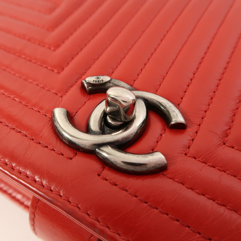 CHANEL 牛皮皮革Chain Shoulder鏈帶肩背袋-12