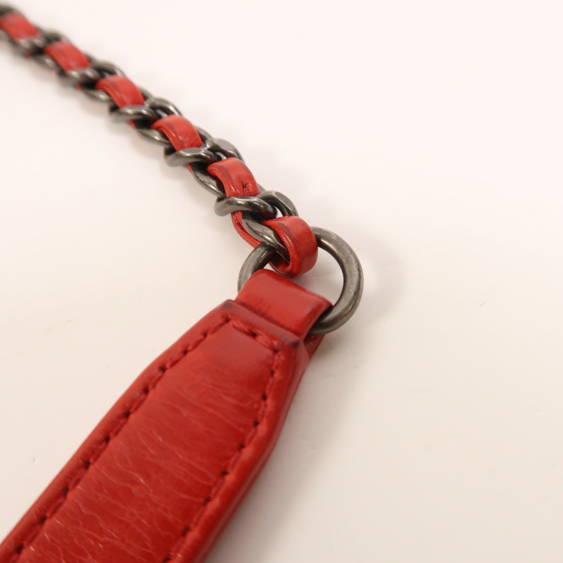 CHANEL 牛皮皮革Chain Shoulder鏈帶肩背袋-17
