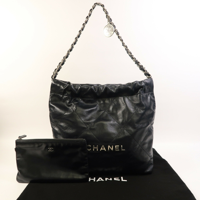 CHANEL 牛皮皮革Chanel 22 Small銀扣鏈帶肩背袋-8