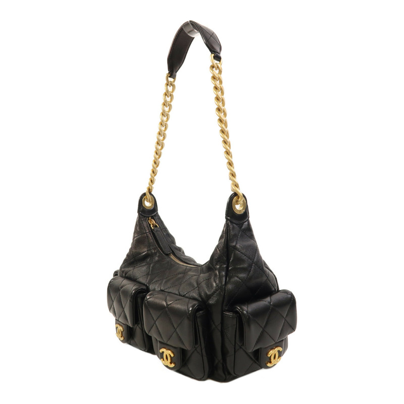CHANEL 羊皮皮革25C Hobo金扣鏈帶肩背袋-2
