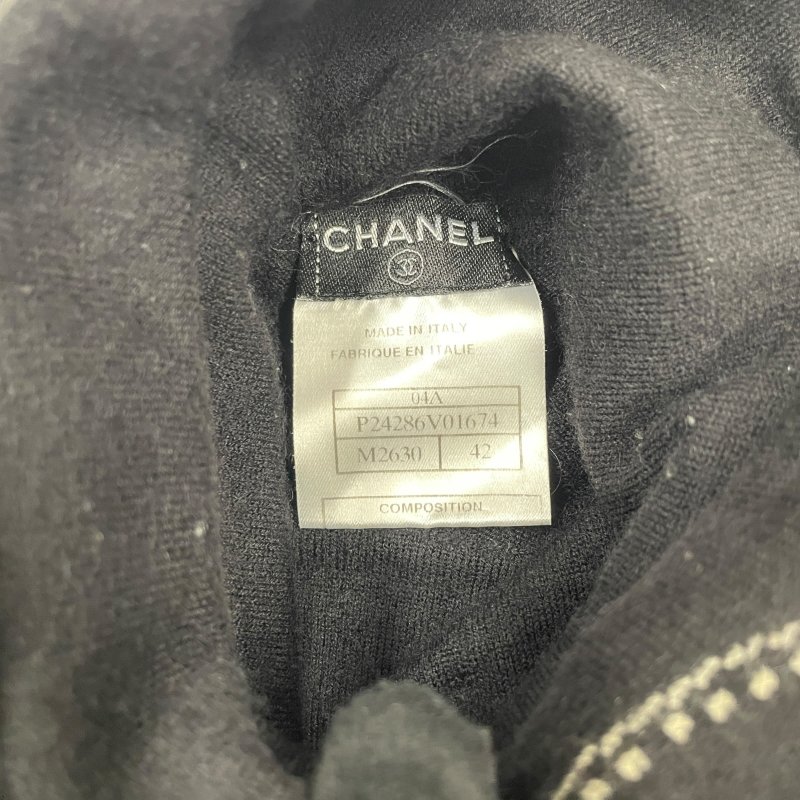 CHANEL 香奈兒 高領LOGO上衣 喀什米爾羊毛 黑色 42碼-7