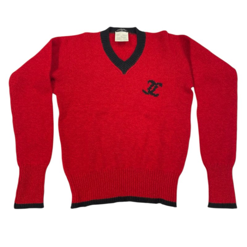 CHANEL 香奈兒 LOGO圓領毛衣 喀什米爾羊毛 紅色 40碼-0