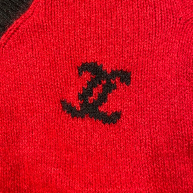 CHANEL 香奈兒 LOGO圓領毛衣 喀什米爾羊毛 紅色 40碼-2