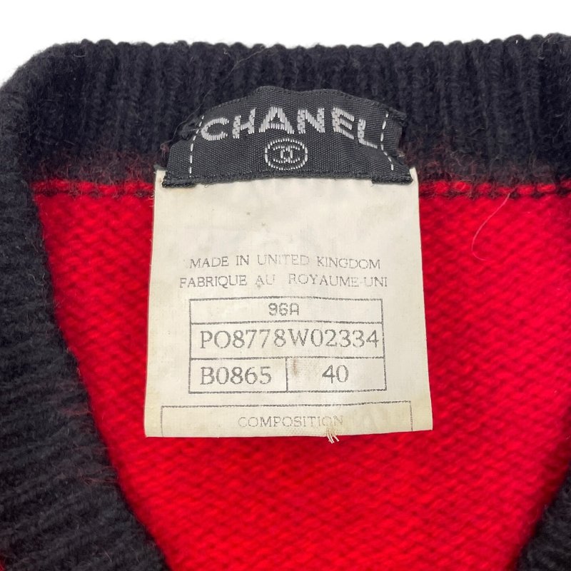 CHANEL 香奈兒 LOGO圓領毛衣 喀什米爾羊毛 紅色 40碼-3