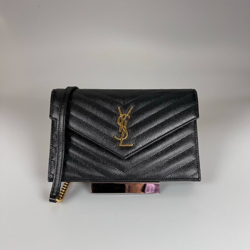 全新品 YSL 742920  黑金魚子醬WOC金鍊包 19CM-0